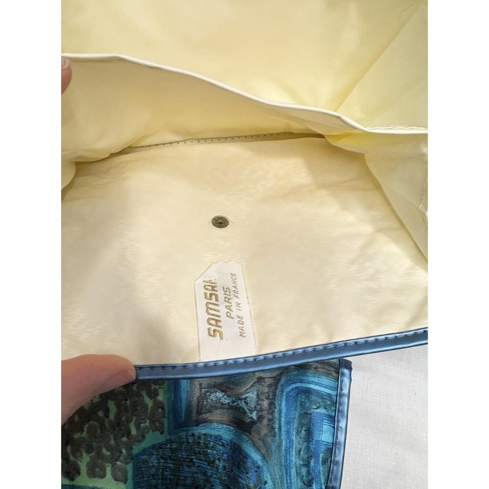VTG Samsar Paris Travel Document Wallet Set of 2 Made in France Blue Mod Print - Picture 12 of 13